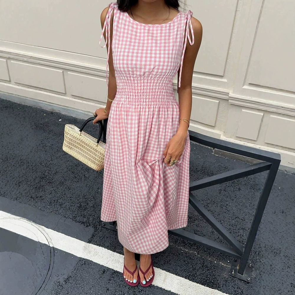 Zara Plaid Slim Fit Sleeveless Dress